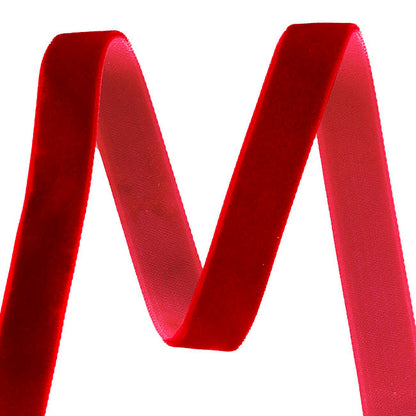 Ribbon Premium Plush Velvet Woven Edge Red (15mmx20m)