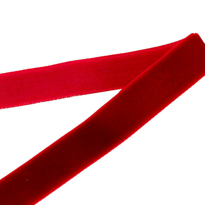 Ribbon Premium Plush Velvet Woven Edge Red (15mmx20m)