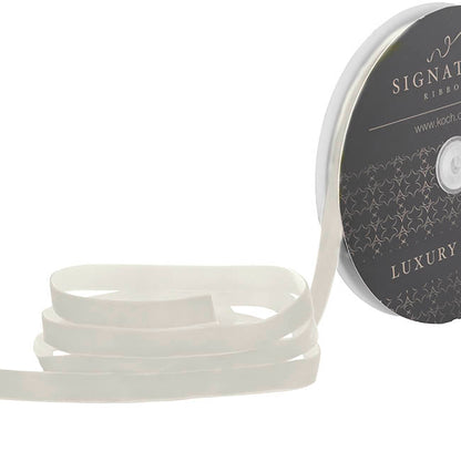 Ribbon Premium Plush Velvet Woven Edge White (15mmx20m)