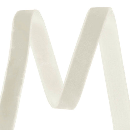 Ribbon Premium Plush Velvet Woven Edge White (15mmx20m)
