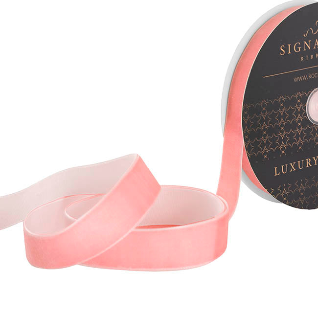 Ribbon Premium Plush Velvet Woven Edge Baby Pink (25mmx20m)
