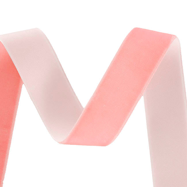 Ribbon Premium Plush Velvet Woven Edge Baby Pink (25mmx20m)
