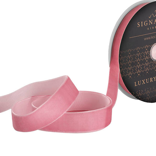 Ribbon Premium Plush Velvet Woven Edge Dusty Pink (25mmx20m)