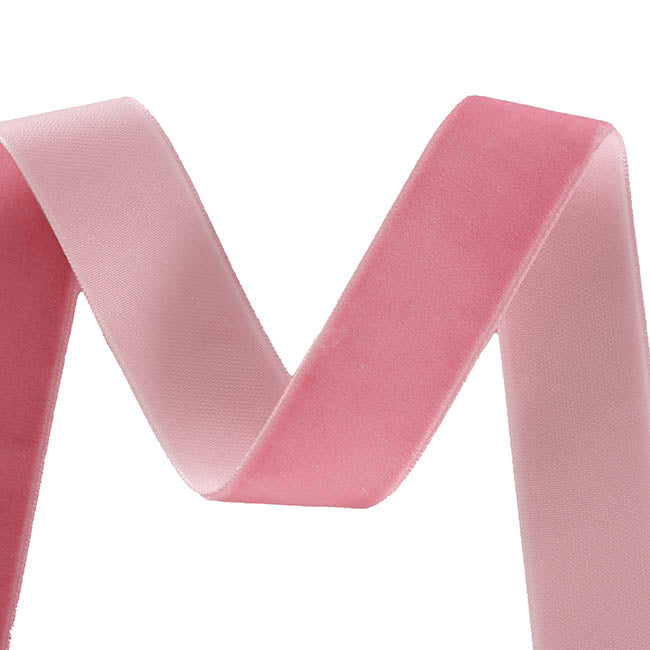 Ribbon Premium Plush Velvet Woven Edge Dusty Pink (25mmx20m)