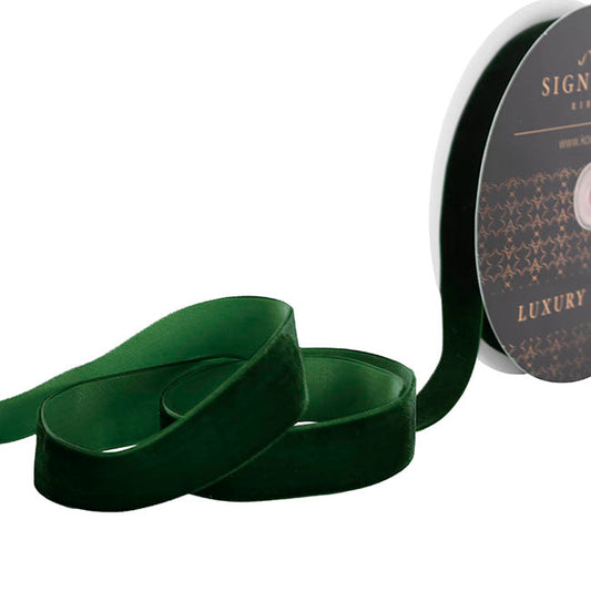 Ribbon Premium Plush Velvet Woven Forest Green (25mmx20m)
