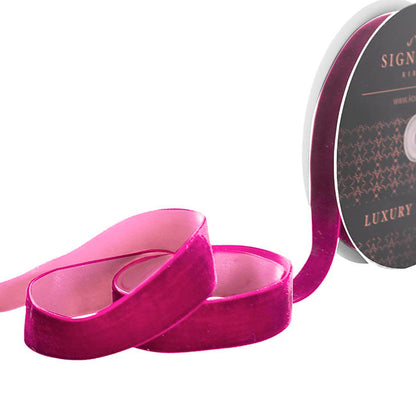 Ribbon Premium Plush Velvet Woven Edge Fuchsia (25mmx20m)