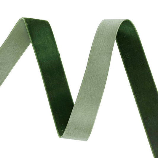 Ribbon Premium Plush Velvet Woven Edge Moss (25mmx20m)