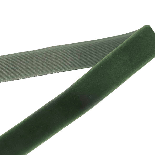 Ribbon Premium Plush Velvet Woven Edge Moss (25mmx20m)