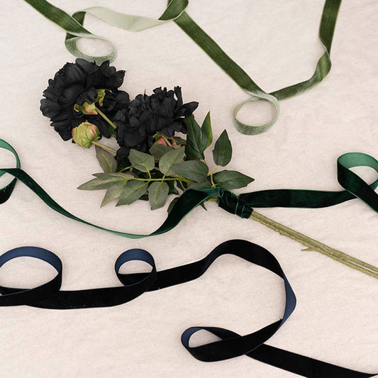 Ribbon Premium Plush Velvet Woven Edge Navy Blue (25mmx20m)