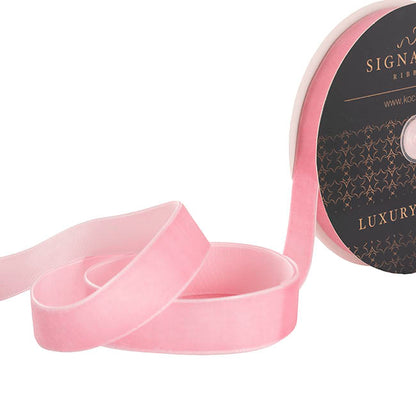 Ribbon Premium Plush Velvet Woven Edge Pink (25mmx20m)