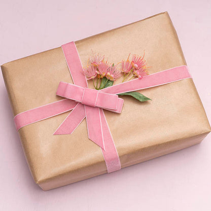 Ribbon Premium Plush Velvet Woven Edge Pink (25mmx20m)