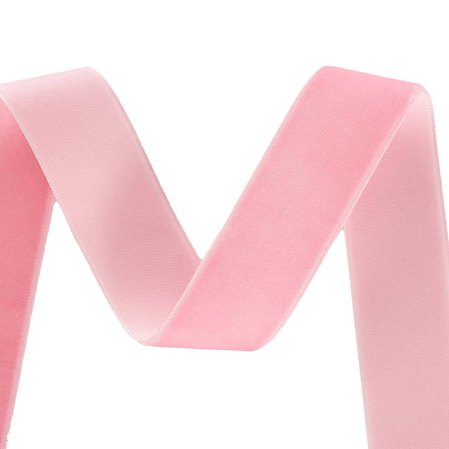 Ribbon Premium Plush Velvet Woven Edge Pink (25mmx20m)