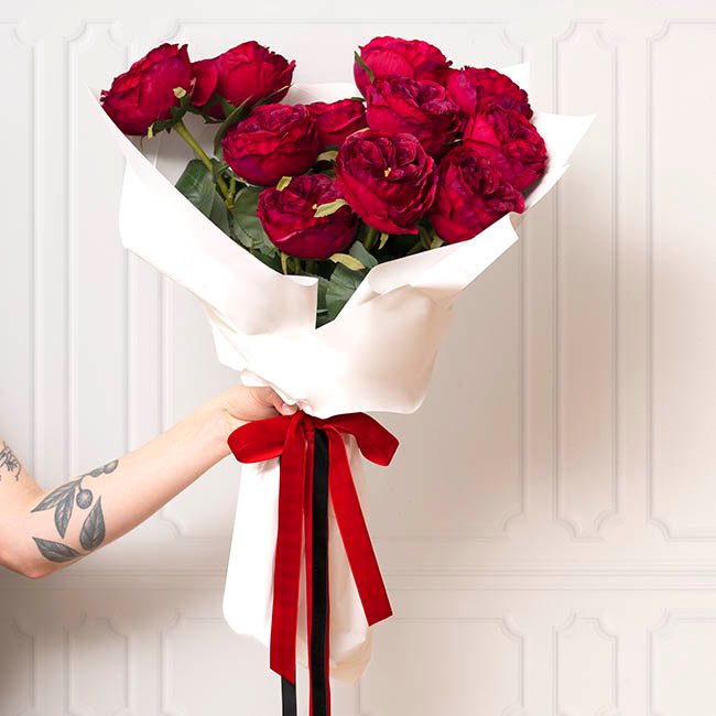 Ribbon Premium Plush Velvet Woven Edge Red (25mmx20m)