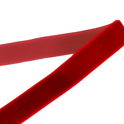 Ribbon Premium Plush Velvet Woven Edge Red (25mmx20m)