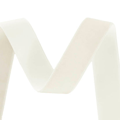 Ribbon Premium Plush Velvet Woven Edge White (25mmx20m)