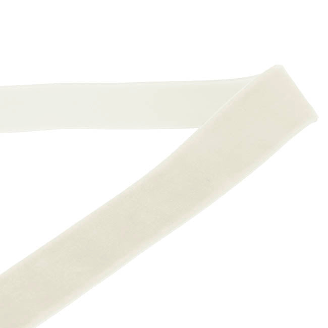 Ribbon Premium Plush Velvet Woven Edge White (25mmx20m)