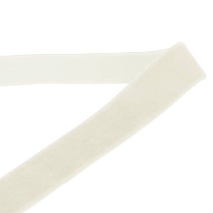 Ribbon Premium Plush Velvet Woven Edge White (25mmx20m)