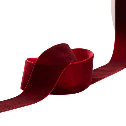 Ribbon Premium Plush Velvet Woven Edge Dark Red (50mmx20m)