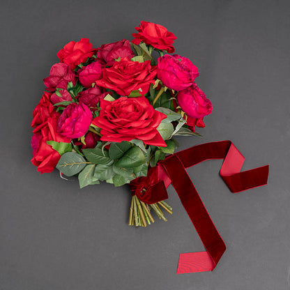 Ribbon Premium Plush Velvet Woven Edge Dark Red (50mmx20m)