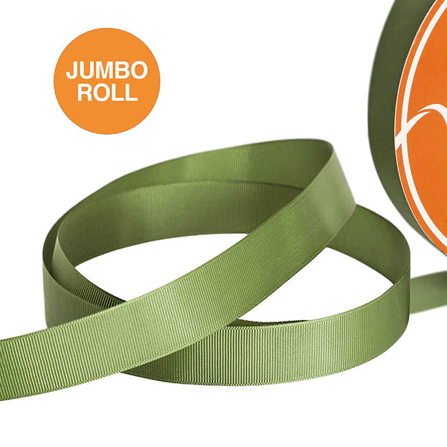 Jumbo Bulk Ribbon Grosgrain Plain Olive (25mmx100yd)