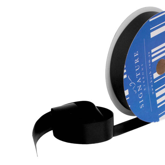 Bulk Grosgrain Ribbon Plain Black (25mmx50m)