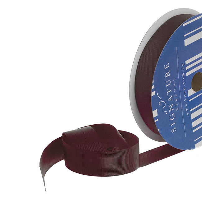 Bulk Grosgrain Ribbon Plain Burgundy (25mmx50m)
