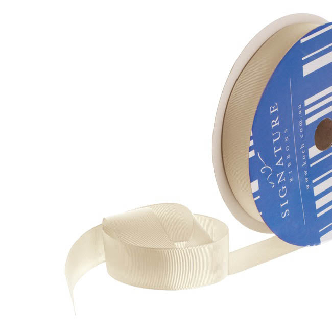 Bulk Grosgrain Ribbon Plain Cream (25mmx50m)