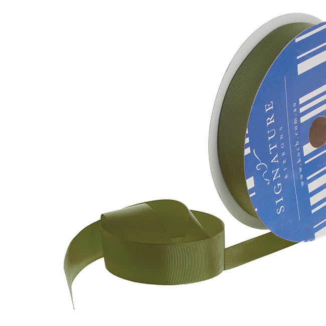 Bulk Grosgrain Ribbon Plain Moss (25mmx50m)