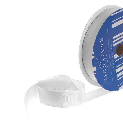Bulk Grosgrain Ribbon Plain White (25mmx50m)
