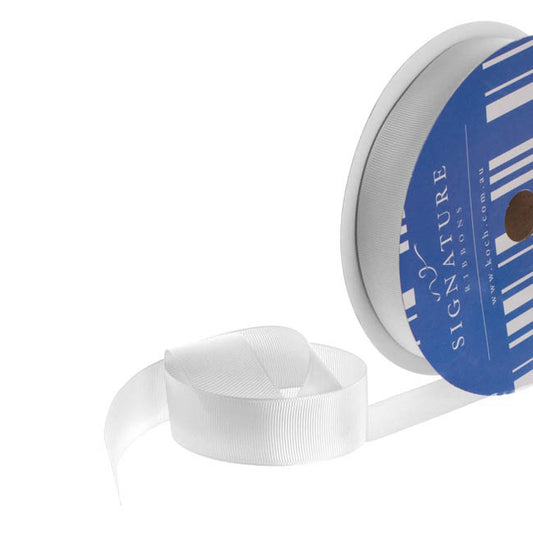 Bulk Grosgrain Ribbon Plain White (25mmx50m)