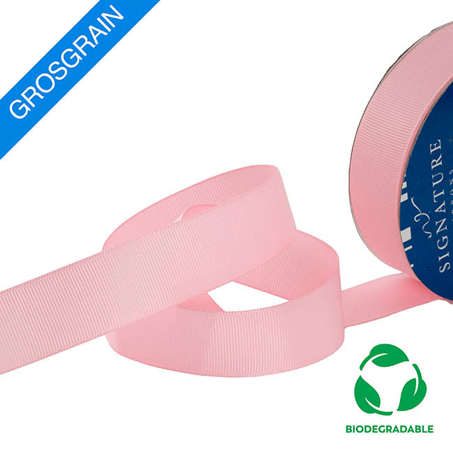 Ribbon Bio-Poly Blend Grosgrain Baby Pink (25mmx25m)