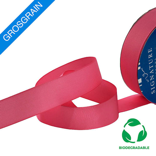 Ribbon Bio-Poly Blend Grosgrain Hot Pink (25mmx25m)