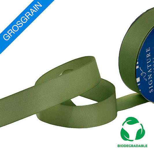 Ribbon Bio-Poly Blend Grosgrain Moss Green (25mmx25m)