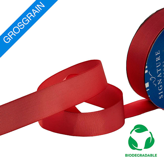 Ribbon Bio-Poly Blend Grosgrain Rouge Red (25mmx25m)