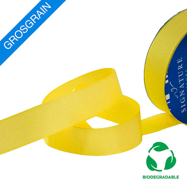 Ribbon Bio-Poly Blend Grosgrain Yellow (25mmx25m)