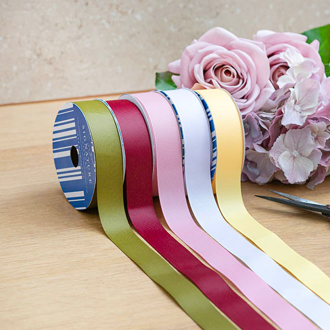 Ribbon Bio-Poly Blend Grosgrain Yellow (25mmx25m)