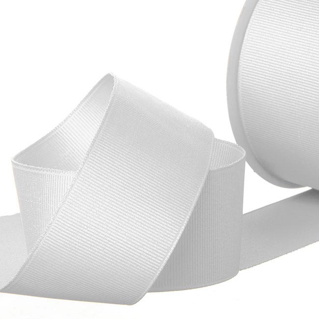Ribbon Plain Grosgrain White (38mmx20m)