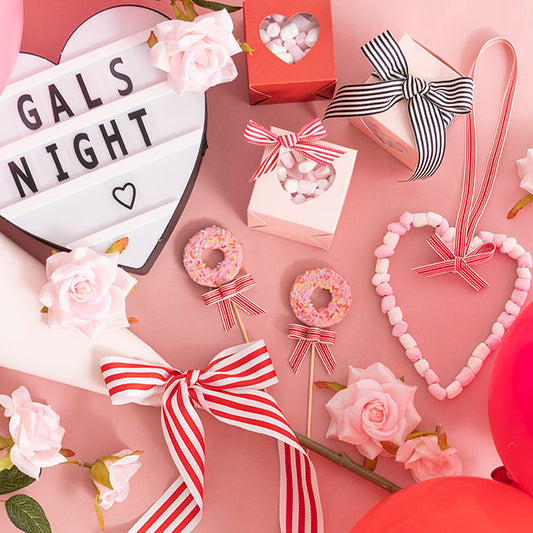 Grosgrain Ribbon Fine Stripes Red & White (15mmx20m)