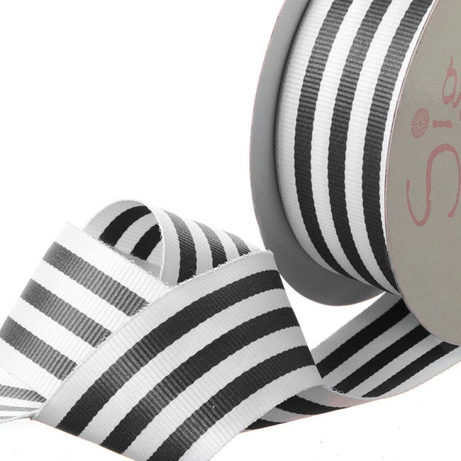 Ribbon Grosgrain Stripes Black (38mmx20m)