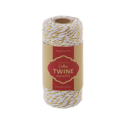 Cotton Twine 2mm X 100m Metallic White Gold