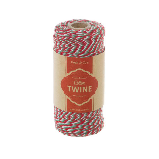 Cotton Twine 2mm X 100m Red Green White
