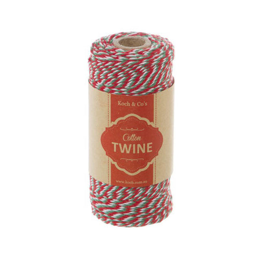 Cotton Twine 2mm X 100m Red Green White