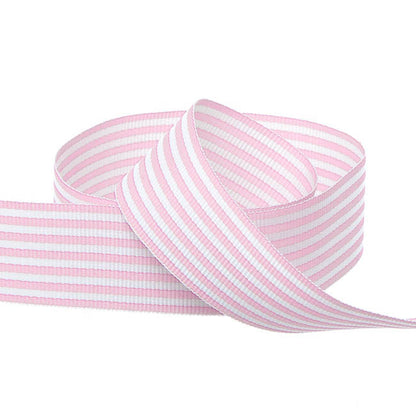 Grosgrain Ribbon Fine Stripes Baby Pink & White (25mmx20m)