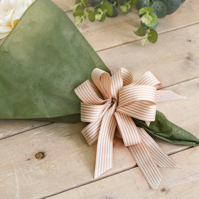 Grosgrain Ribbon Fine Stripes Natural & White (25mmx20m)