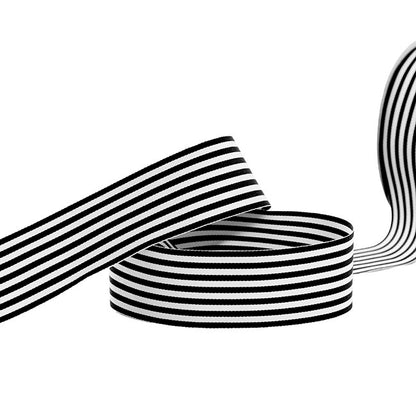 Grosgrain Ribbon Fine Stripes Black & White (38mmx20m)