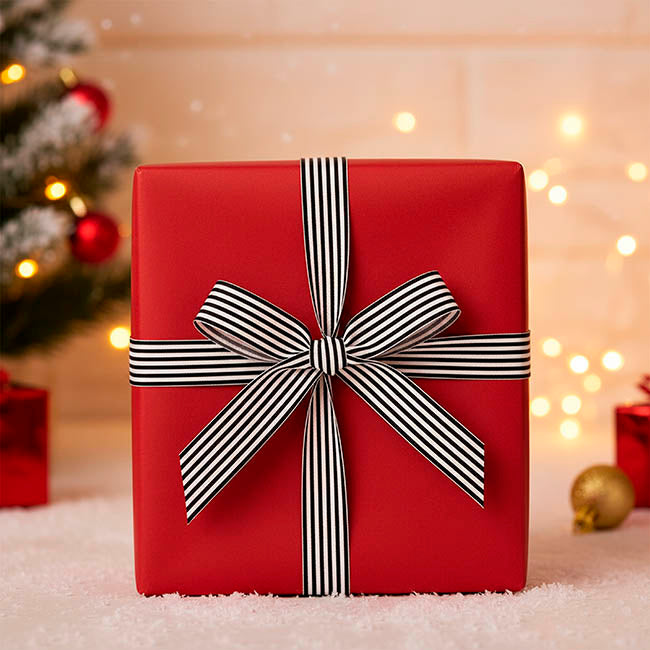 Grosgrain Ribbon Fine Stripes Black & White (38mmx20m)