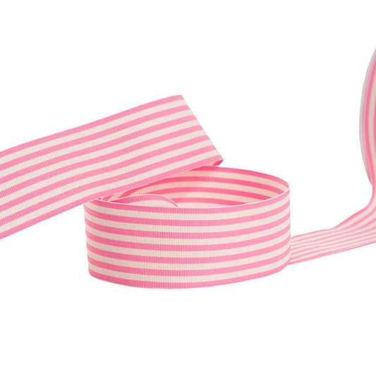 Grosgrain Ribbon Fine Stripes Baby Pink & White (38mmx20m)