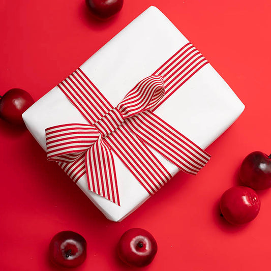 Grosgrain Ribbon Fine Stripes Red & White (38mmx20m)