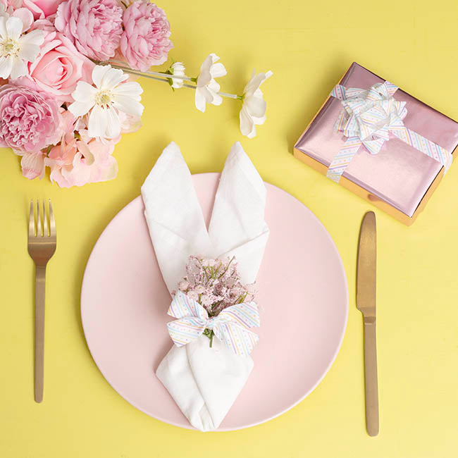 Ribbon Grosgrain Pastel Delight on White (25mmx25m)