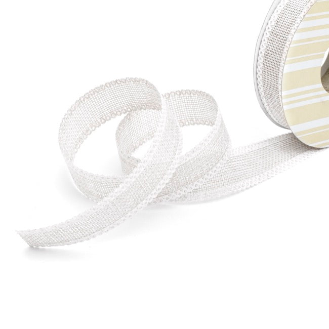 Faux Linen Ribbon with Scalloped Edge Bright White(25mmx10m) – Koch ...